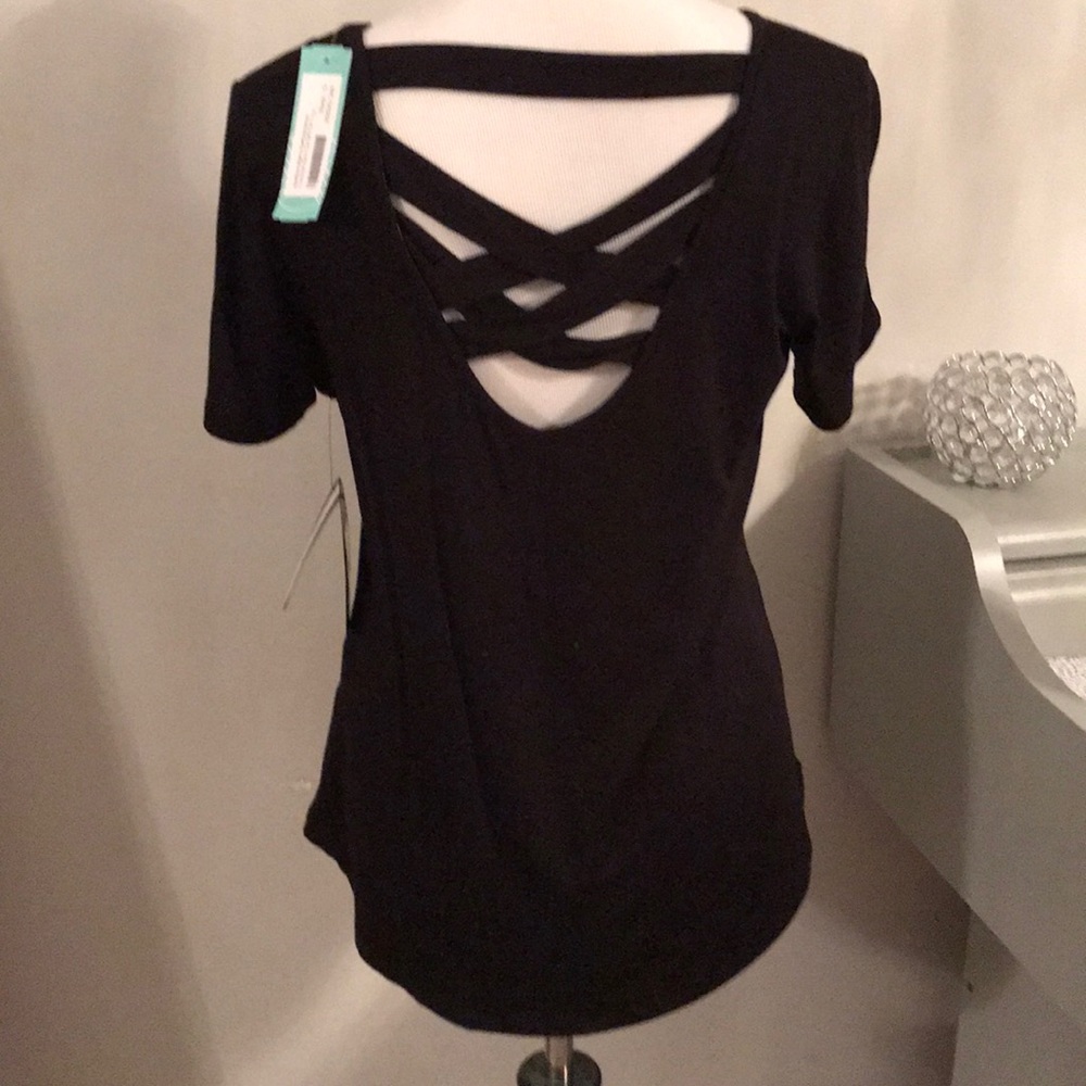 Brand new never worn black cris-cross back tee
